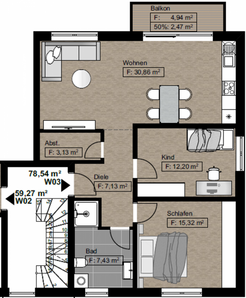 Grundriss OG Büdinger Str. 4C WE03
